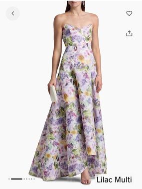 Badgley Mischka Floral Taffeta Strapless Gown. NWT
